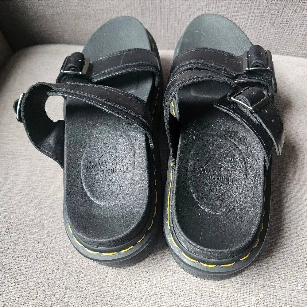 Dr Martens MYLES BRANDO LEATHER BUCKLE SLIDE SANDALS sz 11, like new